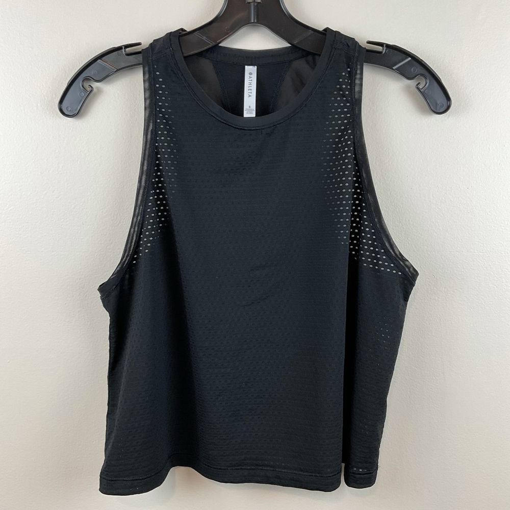 Athleta Black Mesh Crop Tank